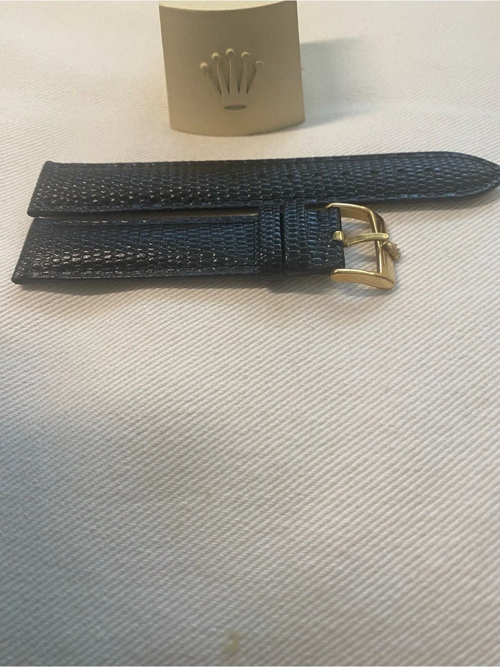Vintage Rolex Lizard-Textured Leather Watch Strap with Gold Plated Buckle 19mm
